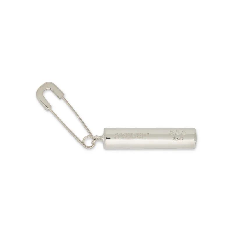 Earring with Battery Charm in Silver sold by MARAIS