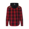 Hooded Plaid Shirt in Red sold by MARAIS