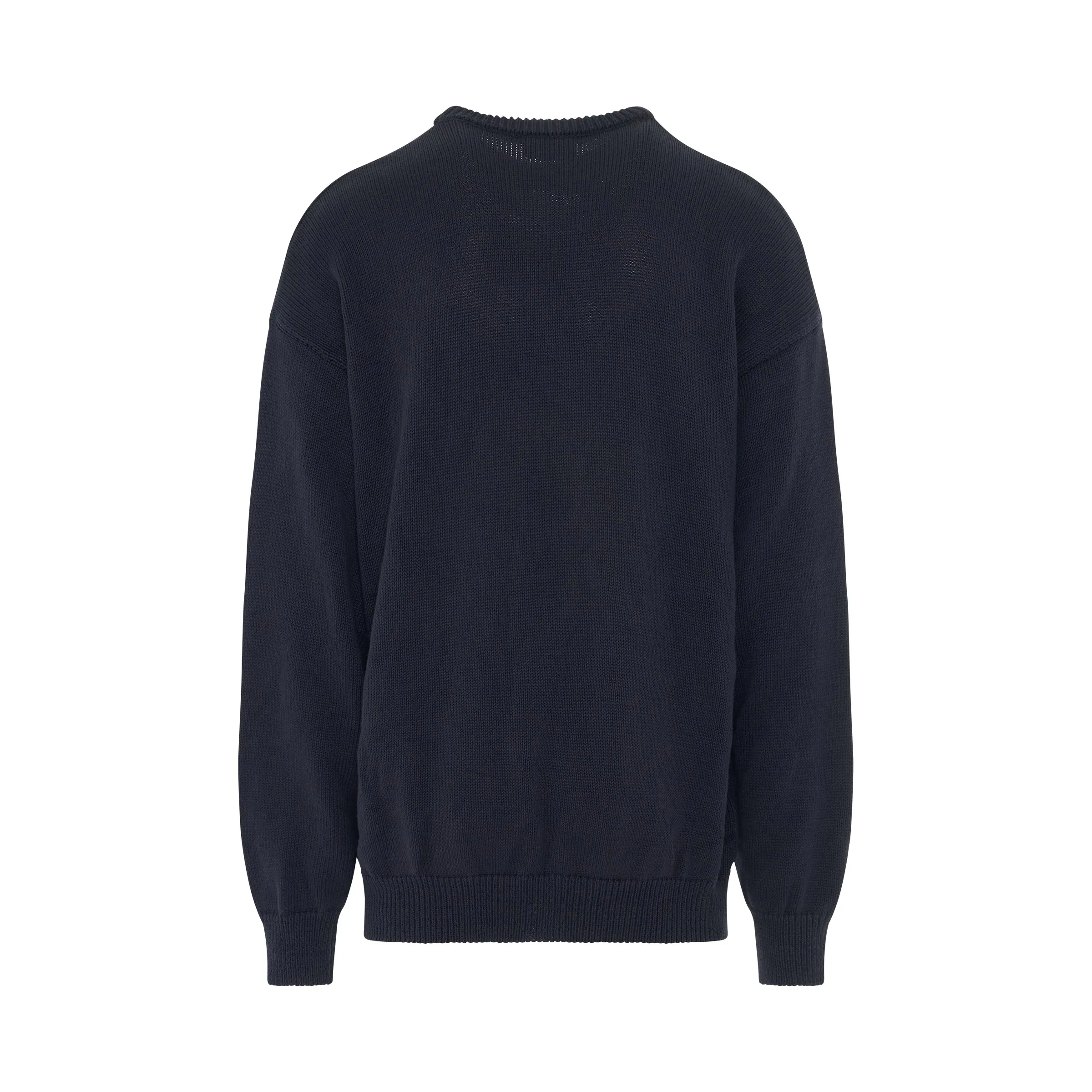 College Crest Knit Long Sleeve Crewneck in Navy/White sold by MARAIS product image thumbnail 4