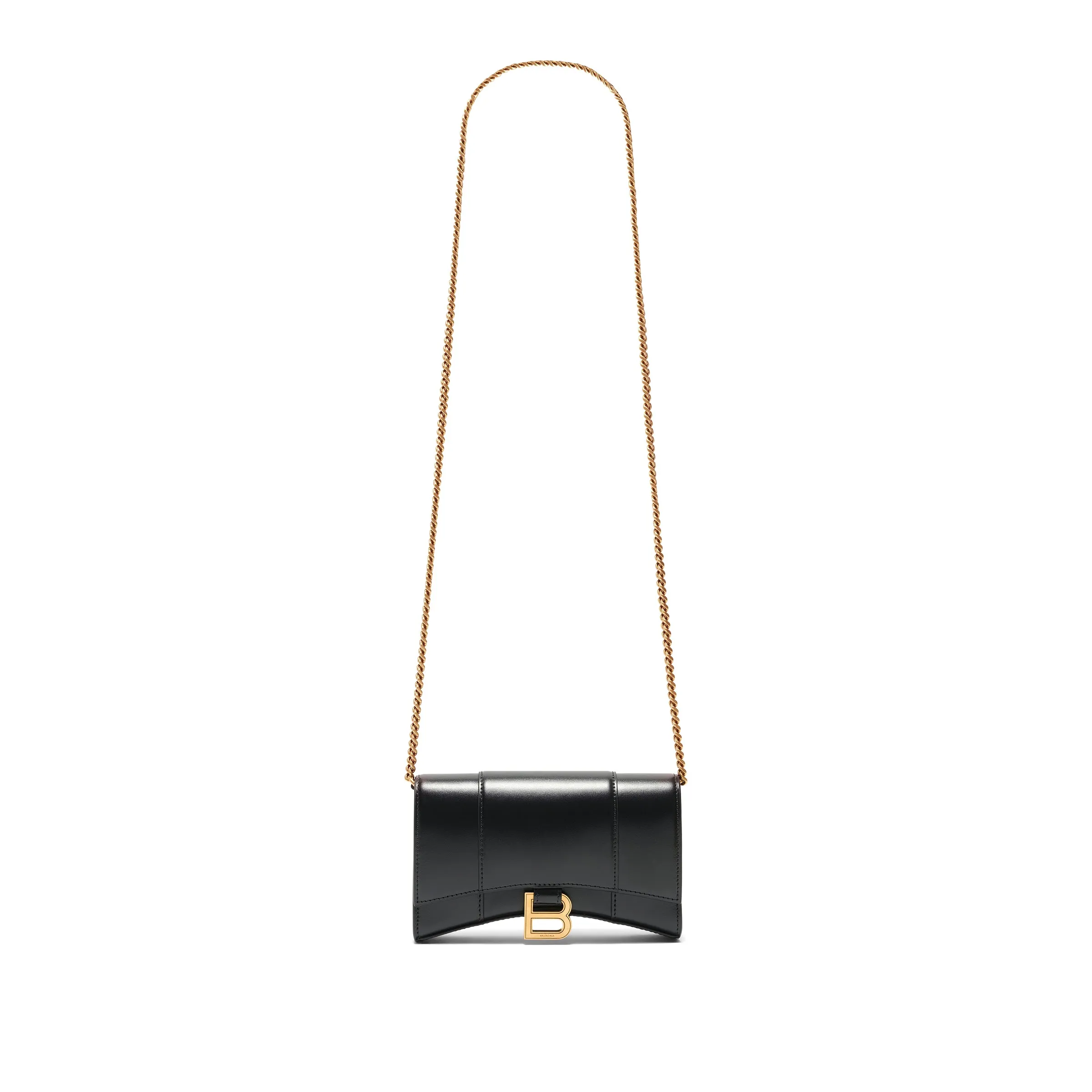 Hourglass Wallet On Chain in Black Smooth Leather sold by MARAIS