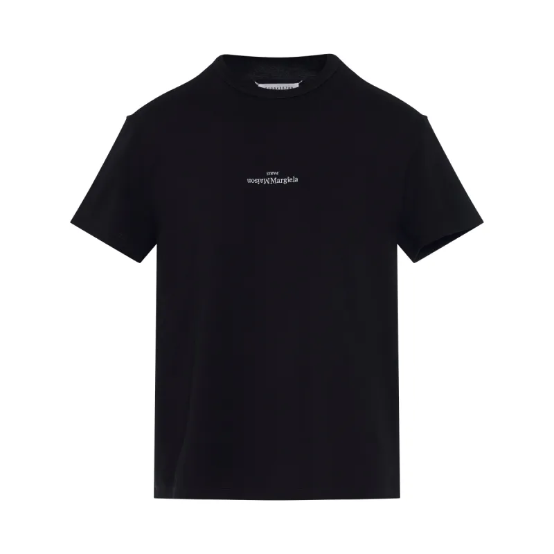 Upside Down Logo T-Shirt in Black sold by MARAIS