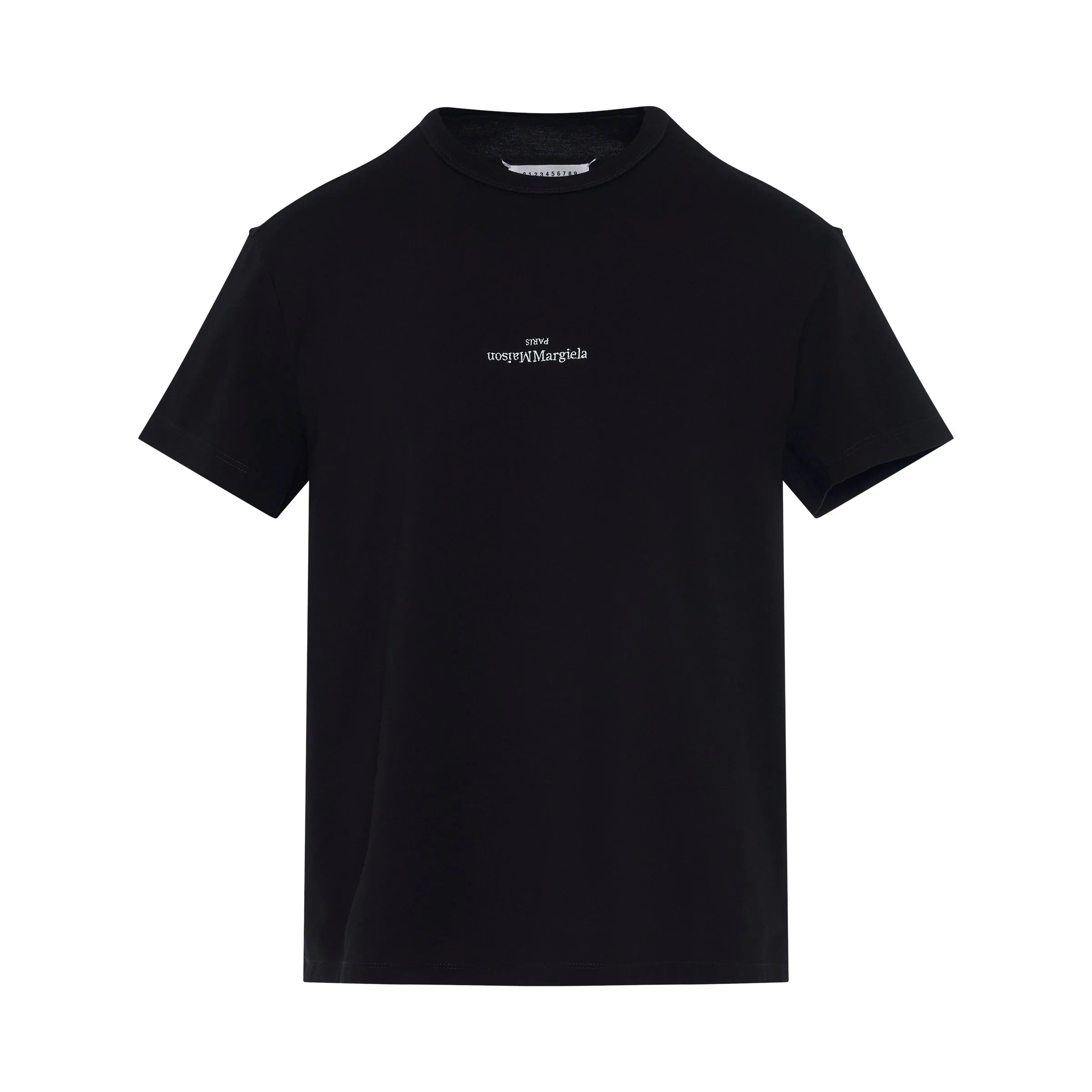 Upside Down Logo T-Shirt in Black sold by MARAIS