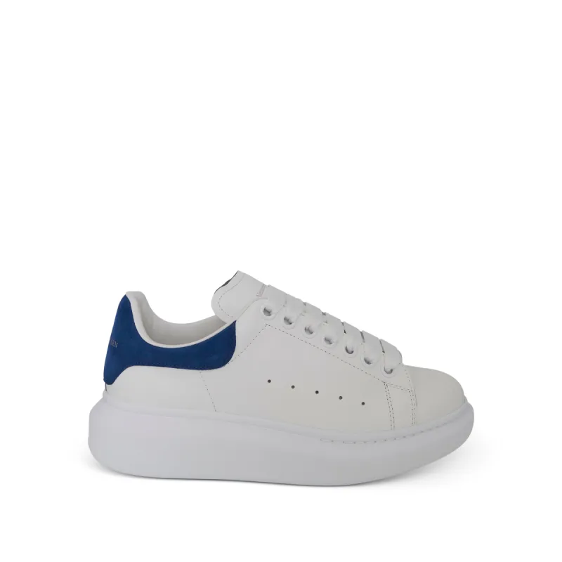 Larry Oversized Heel Sneaker in White/Paris Blue made by Alexander McQueen