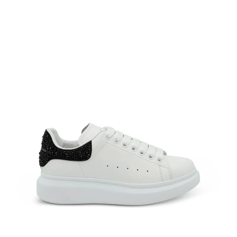 Larry Oversized Heel Sneaker in White/Black Crystal sold by MARAIS