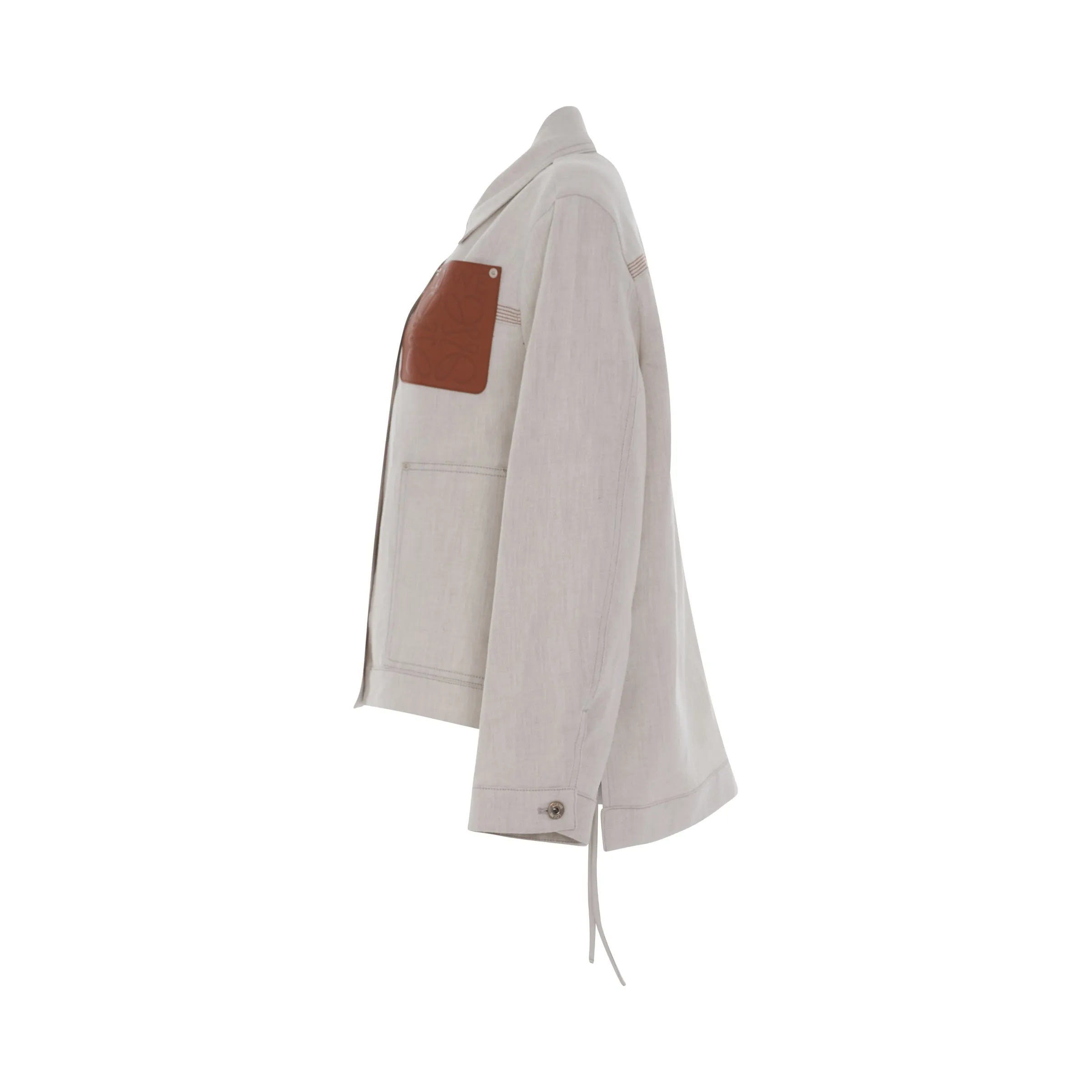 Linen Workwear Jacket in Ecru sold by MARAIS product image thumbnail 3