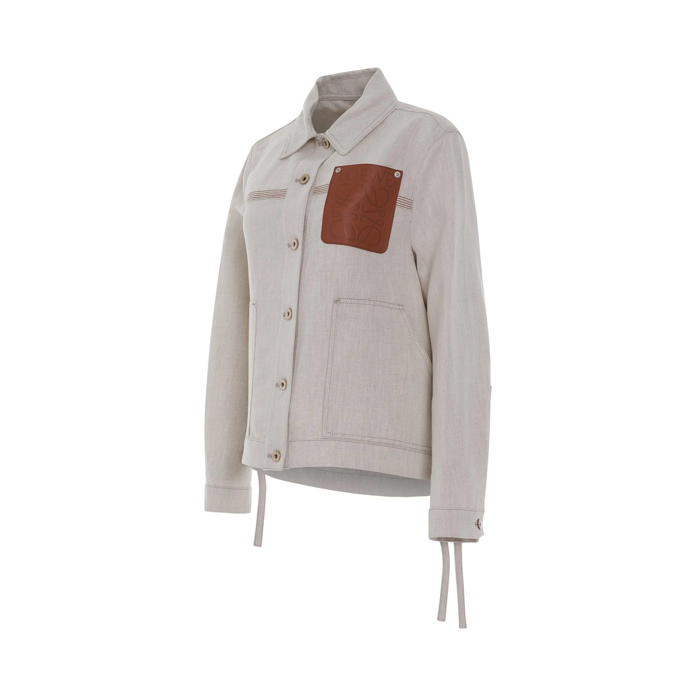 Linen Workwear Jacket in Ecru sold by MARAIS product image thumbnail 2