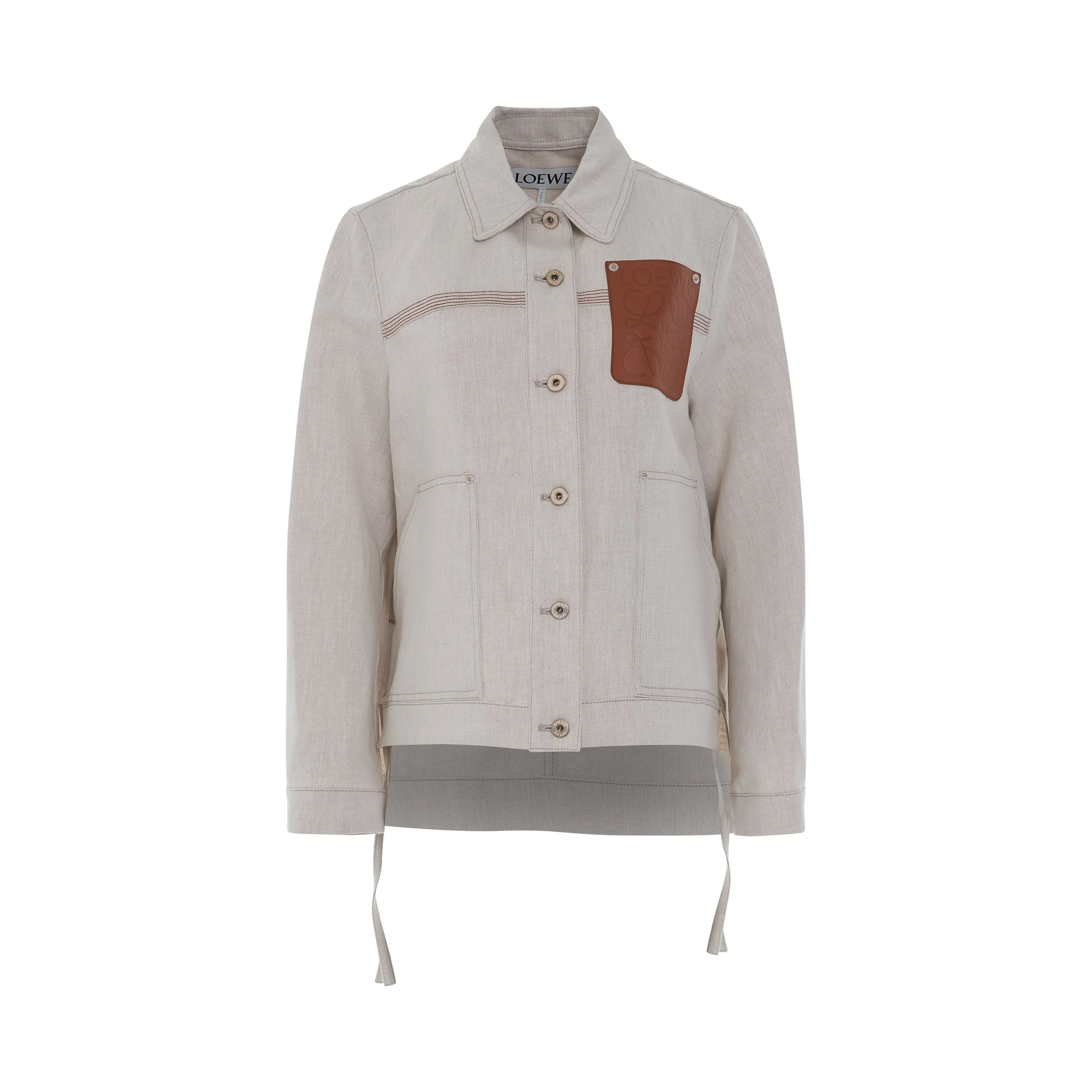 Linen Workwear Jacket in Ecru sold by MARAIS