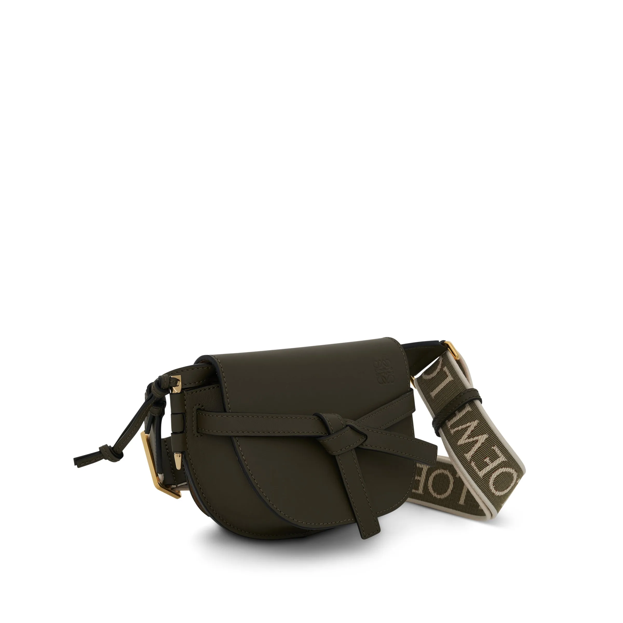 Mini Gate Dual Bag in Soft Calfskin and Jacquard Strap in Green sold by MARAIS product image thumbnail 3