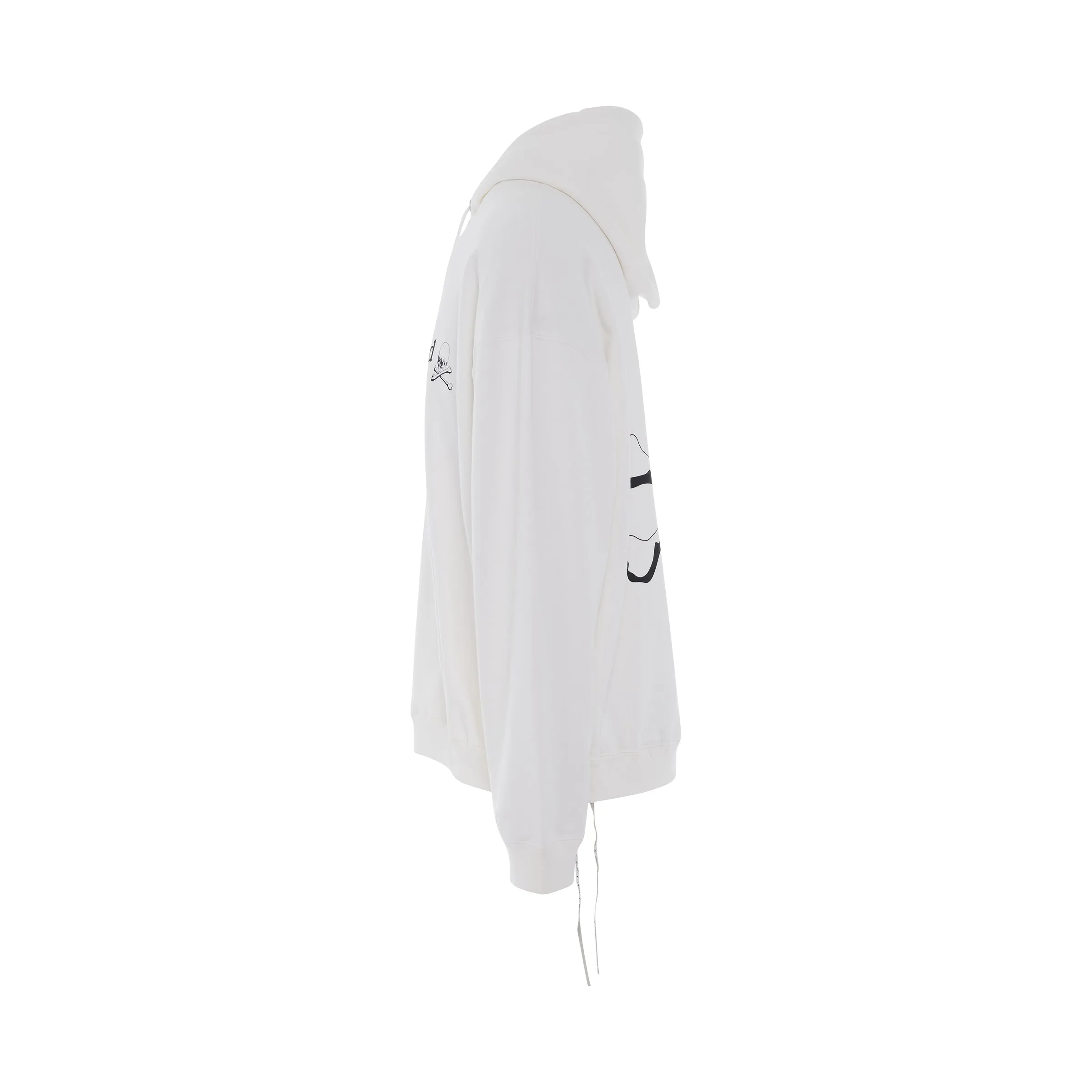 Logo And Skull Boxy Fit Hoodie in White sold by MARAIS product image thumbnail 3
