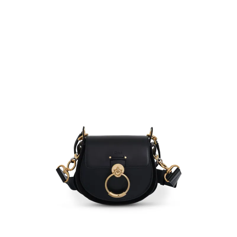 Small Tess Bag in Shiny & Suede Calfskin in Black made by Chloe