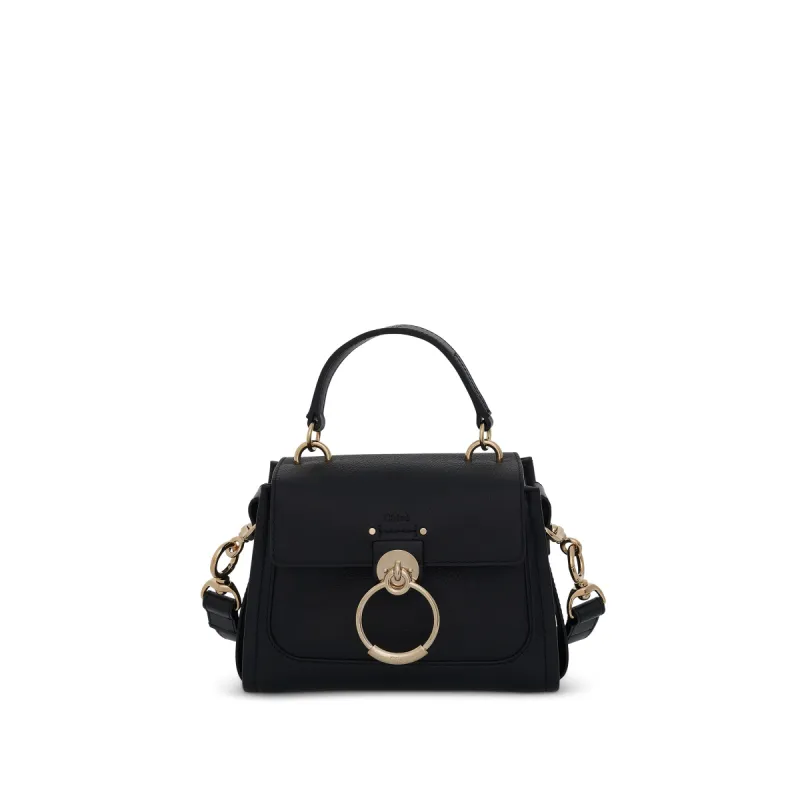 Mini Tess Day Bag in Grained & Shiny Calfskin in Black sold by MARAIS