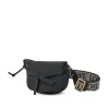 Mini Gate Dual Bag in Soft Calfskin and Jacquard Strap in Black sold by MARAIS