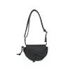 Mini Gate Dual Bag in Soft Calfskin and Jacquard Strap in Black sold by MARAIS