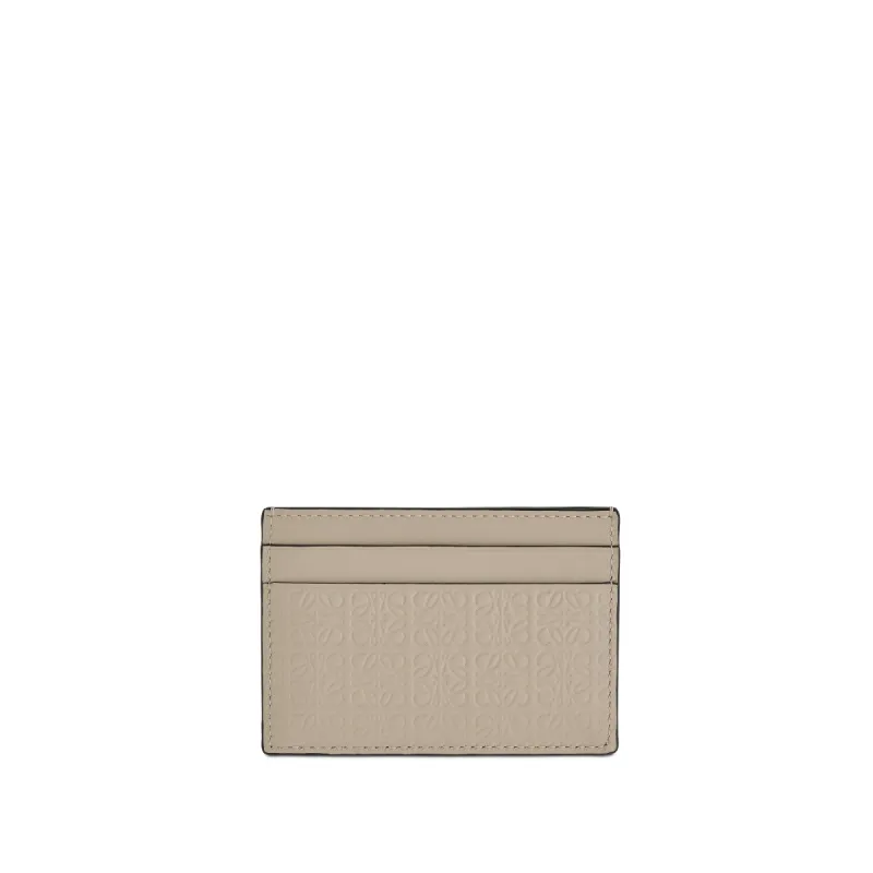 Repeat Plain Cardholder in Embossed Calfskin in Light Oat sold by MARAIS