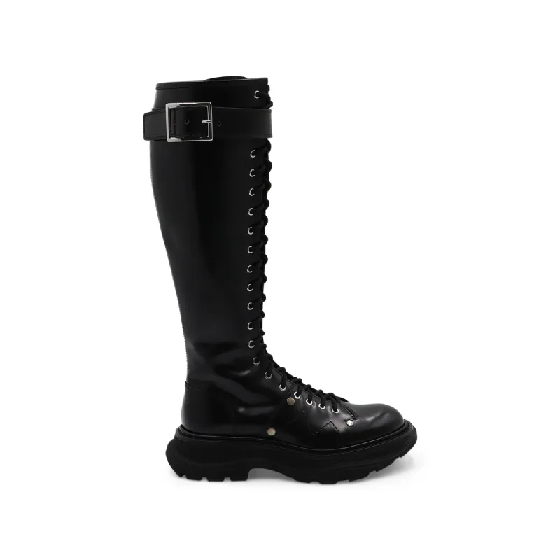Tread Knee High Lace Up Boots in Black sold by MARAIS