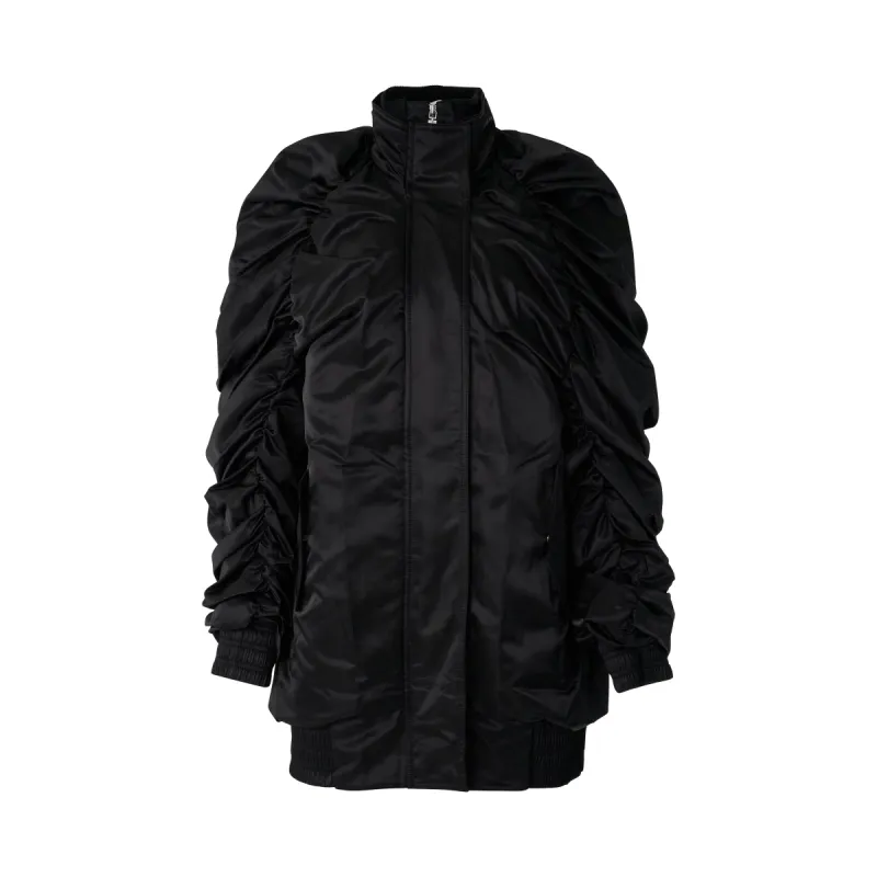Gathered Sleeves Bomber Jacket in Black sold by MARAIS