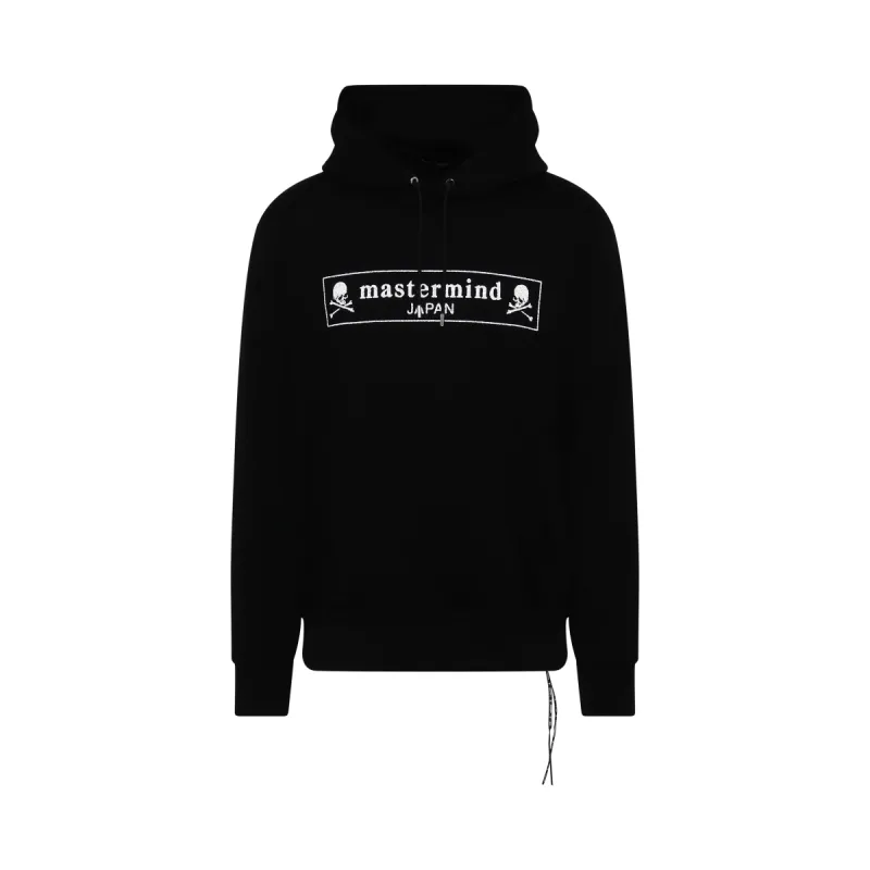 Boxed Logo Glass Beads Hoodie in Black made by MARAIS