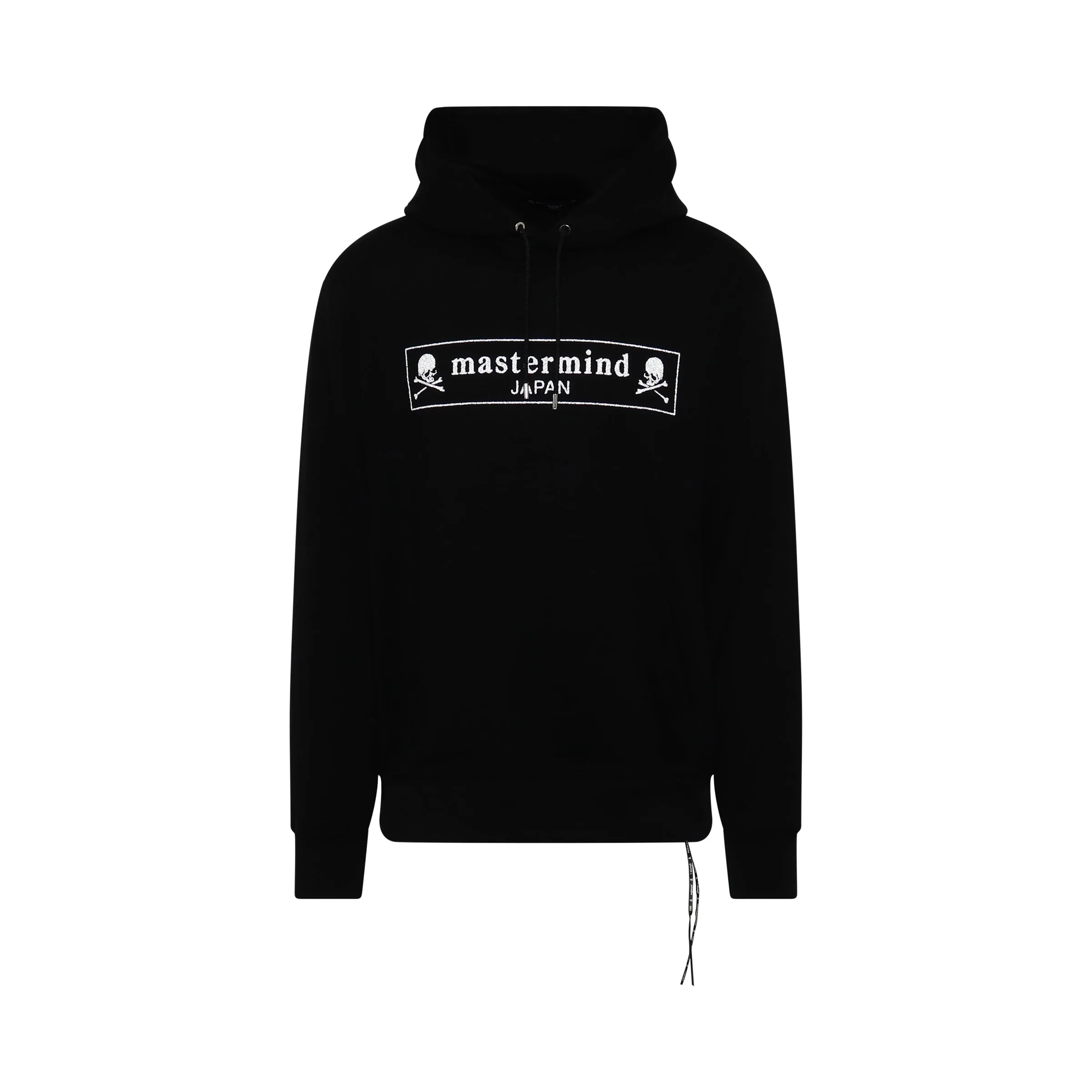 Boxed Logo Glass Beads Hoodie in Black sold by MARAIS