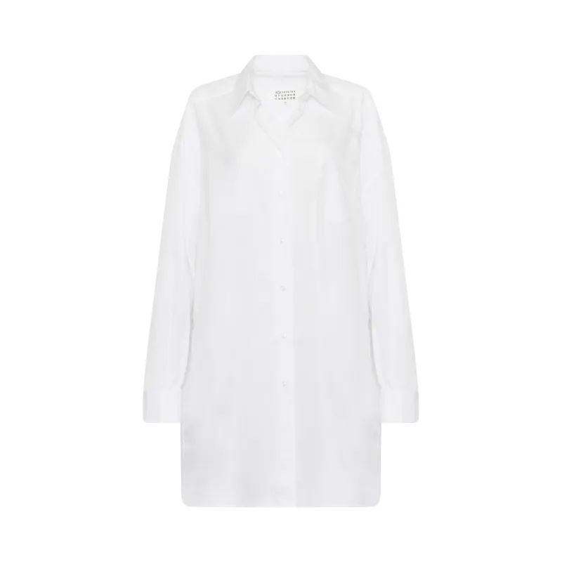 Oversize Cotton Shirt Dress in White sold by MARAIS