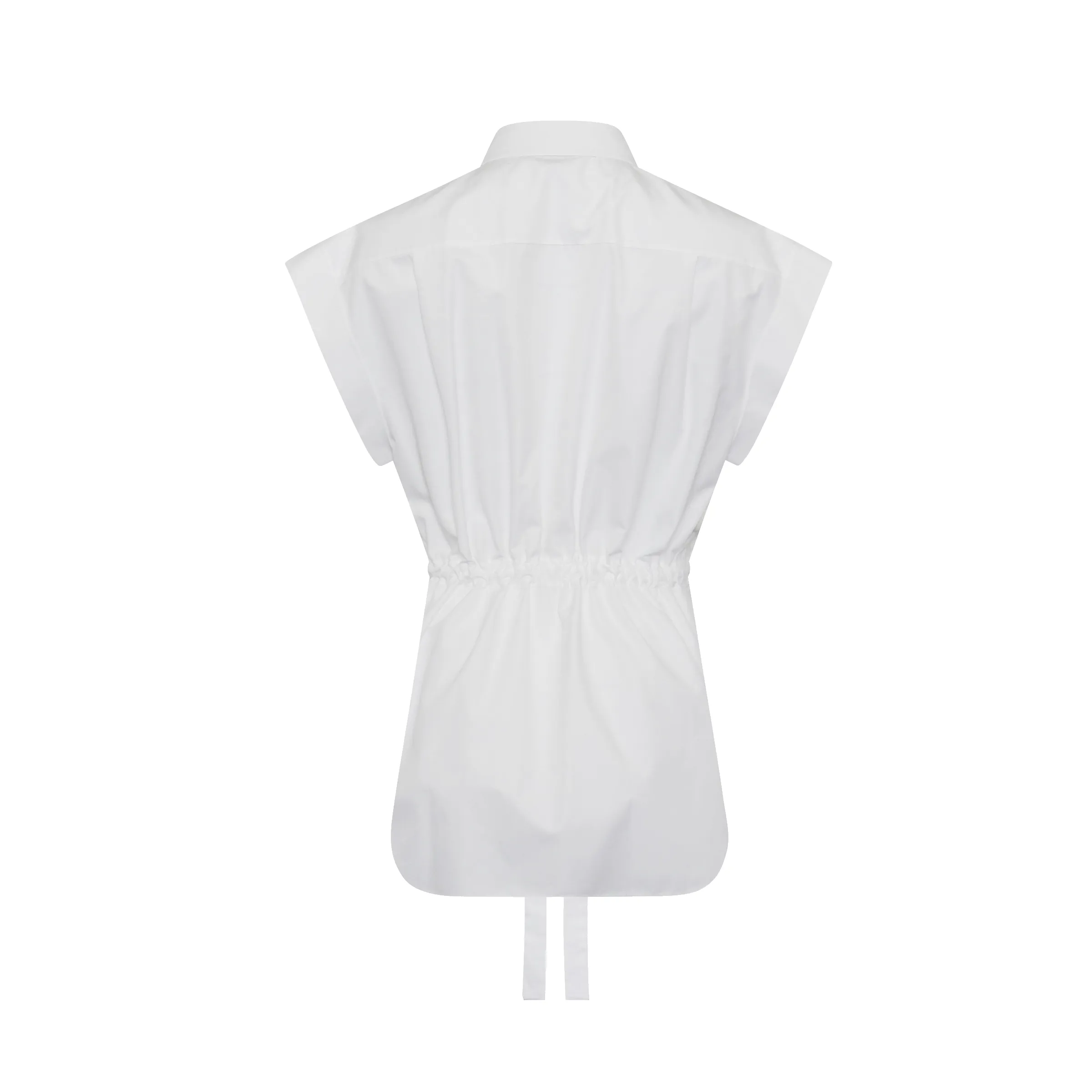 Drawstring Short Rolled Sleeves Shirt in White sold by MARAIS product image thumbnail 4