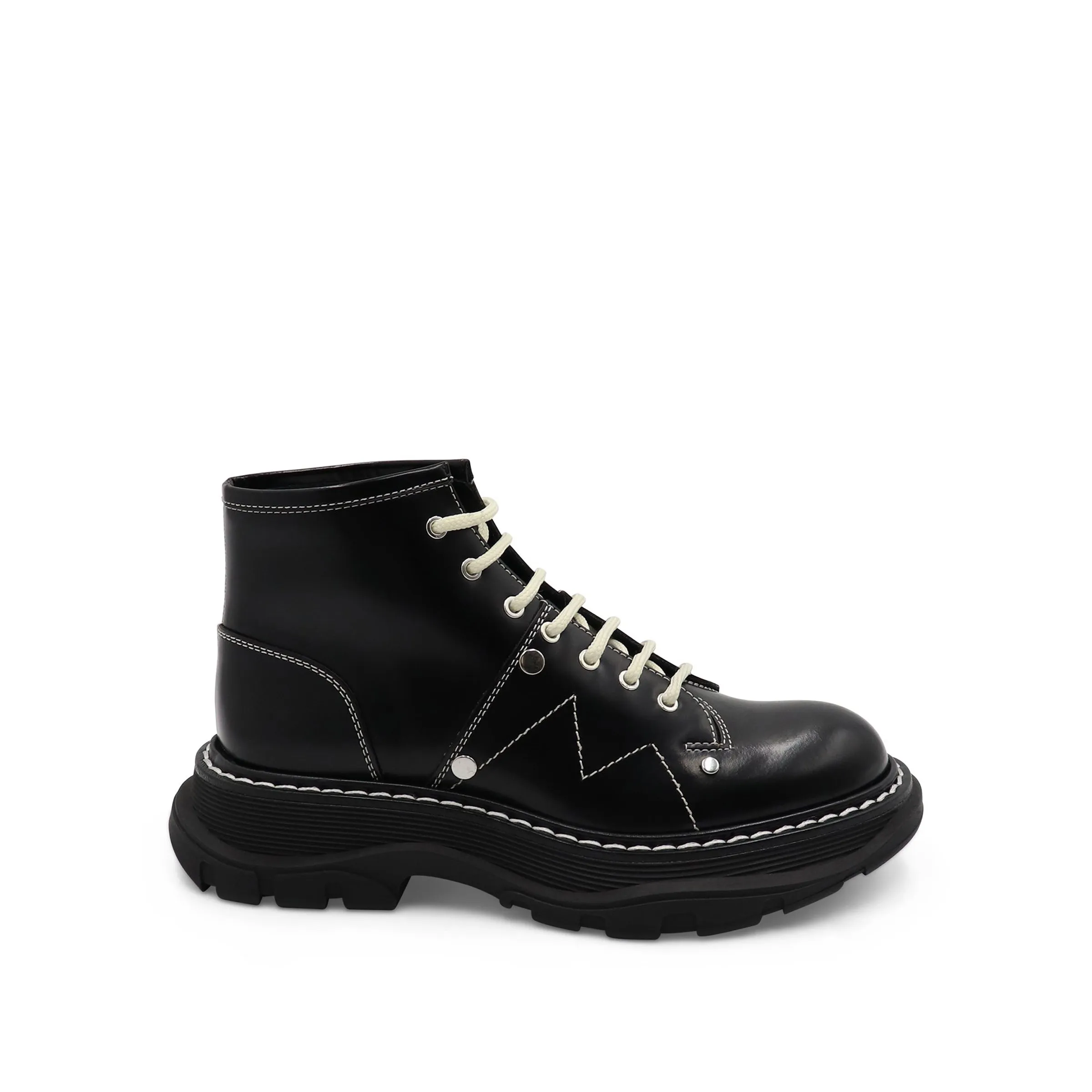 Tread Lace Up Boots in Black/Silver sold by MARAIS