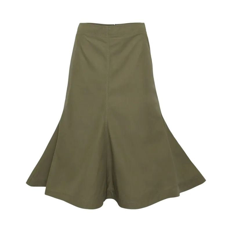 Midi Skirt in Khaki Green sold by MARAIS