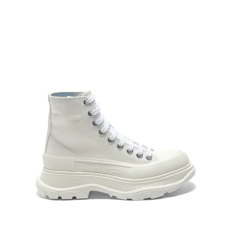 Tread Slick Canvas Lace-Up Boots in White sold by MARAIS