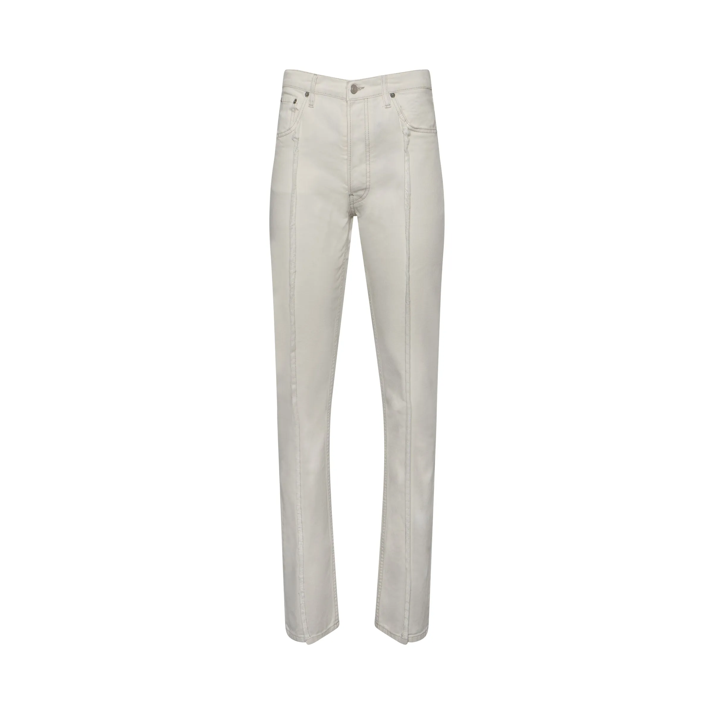 Frayed Straight Leg Jeans in White sold by MARAIS
