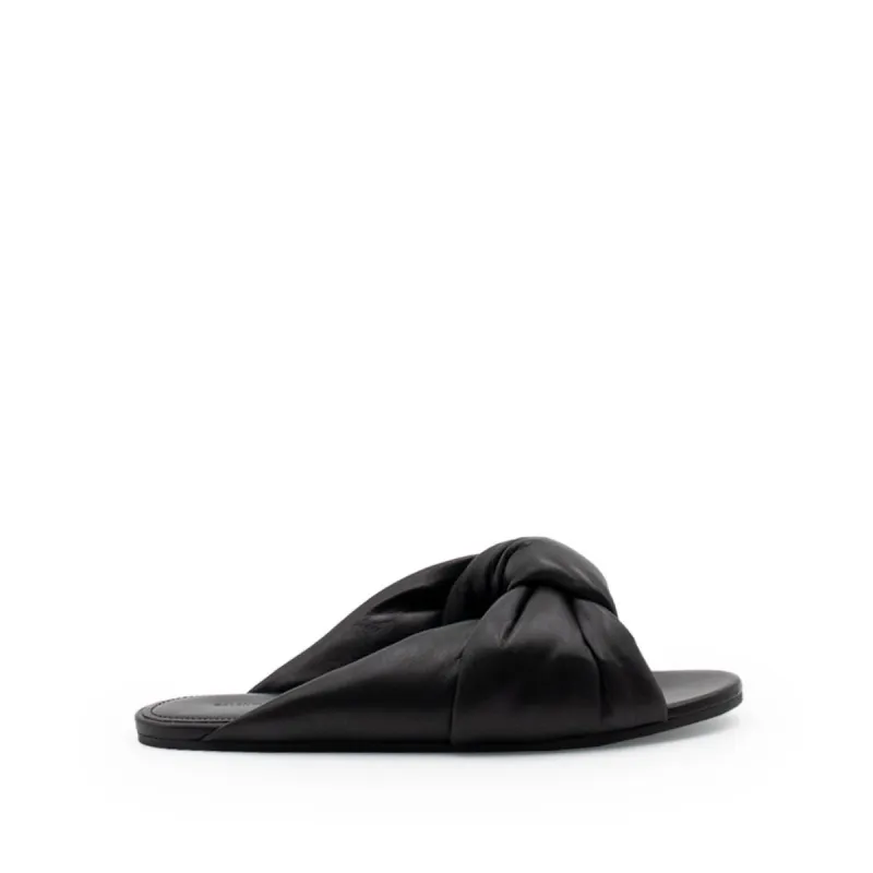 Drapy Flat Sandal in Black sold by MARAIS