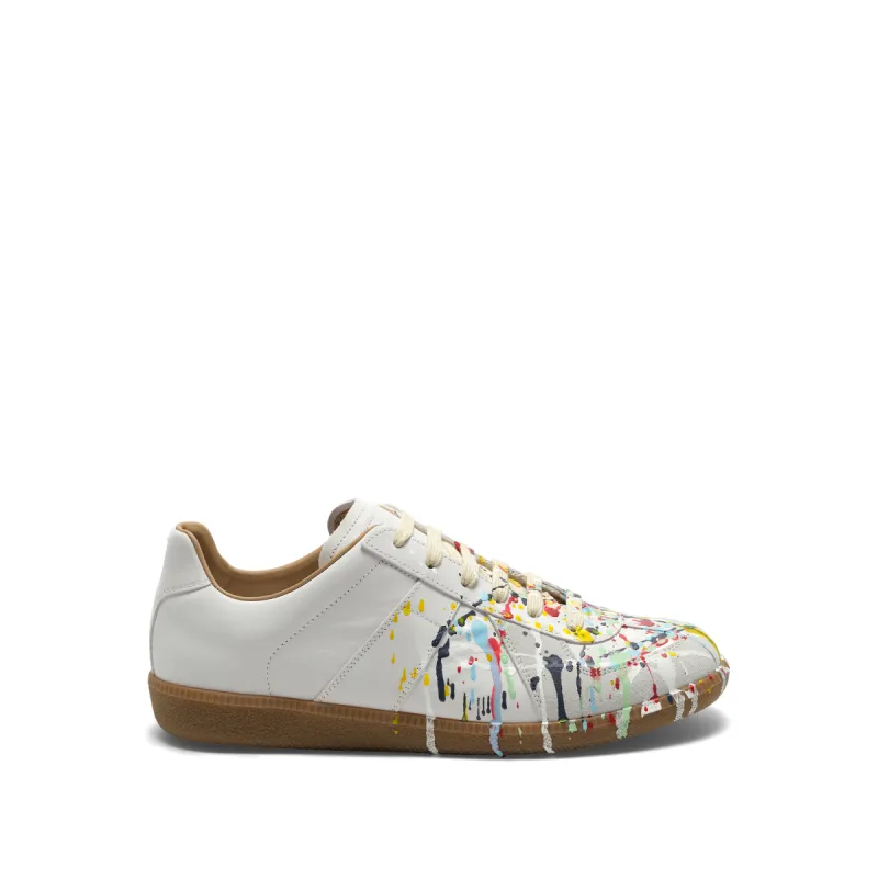 Replica Paint Splatter Sneaker in White sold by MARAIS