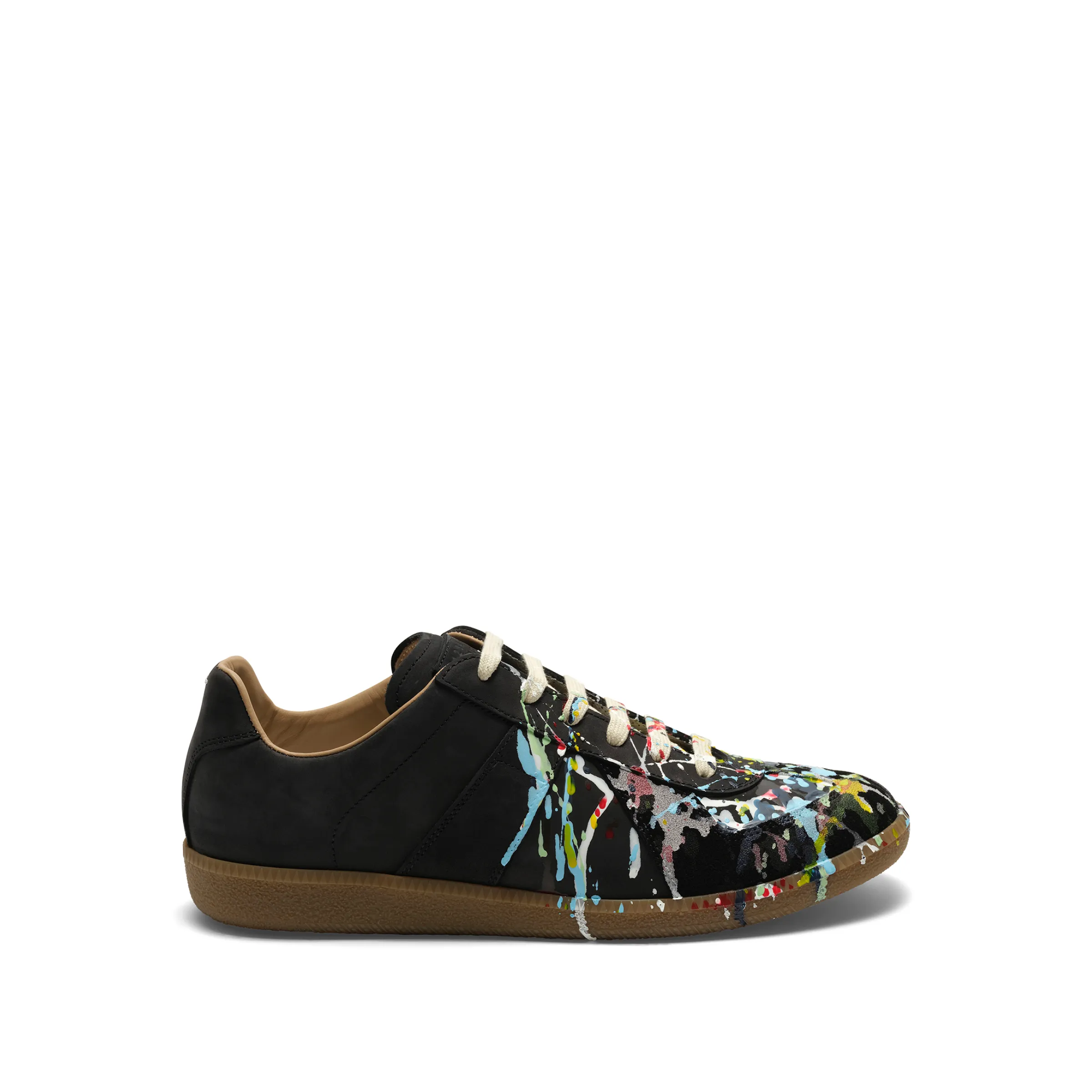 Replica Paint Splatter Sneaker in Black sold by MARAIS