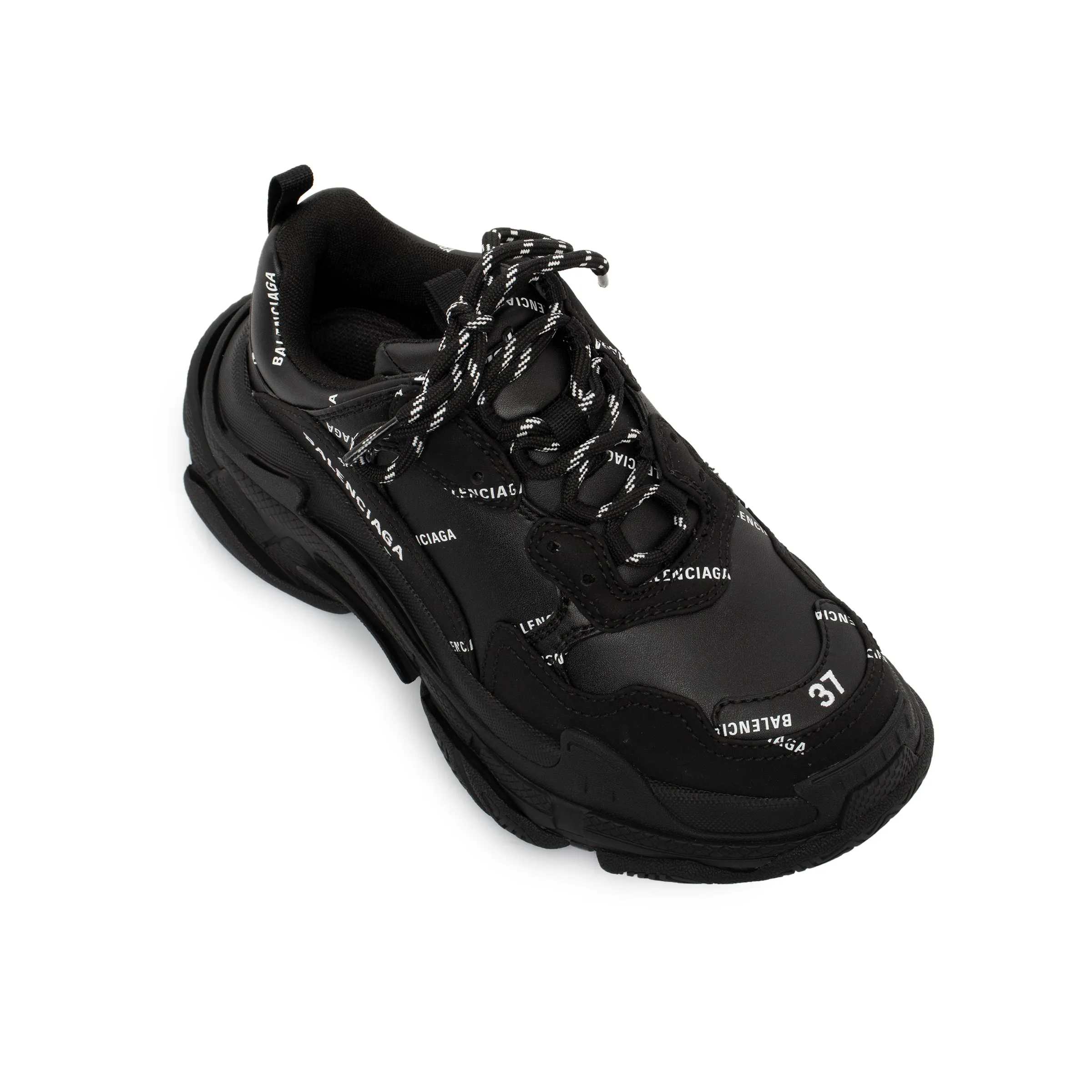 Allover Logo Triple S Sneakers in Black/White sold by MARAIS product image thumbnail 4
