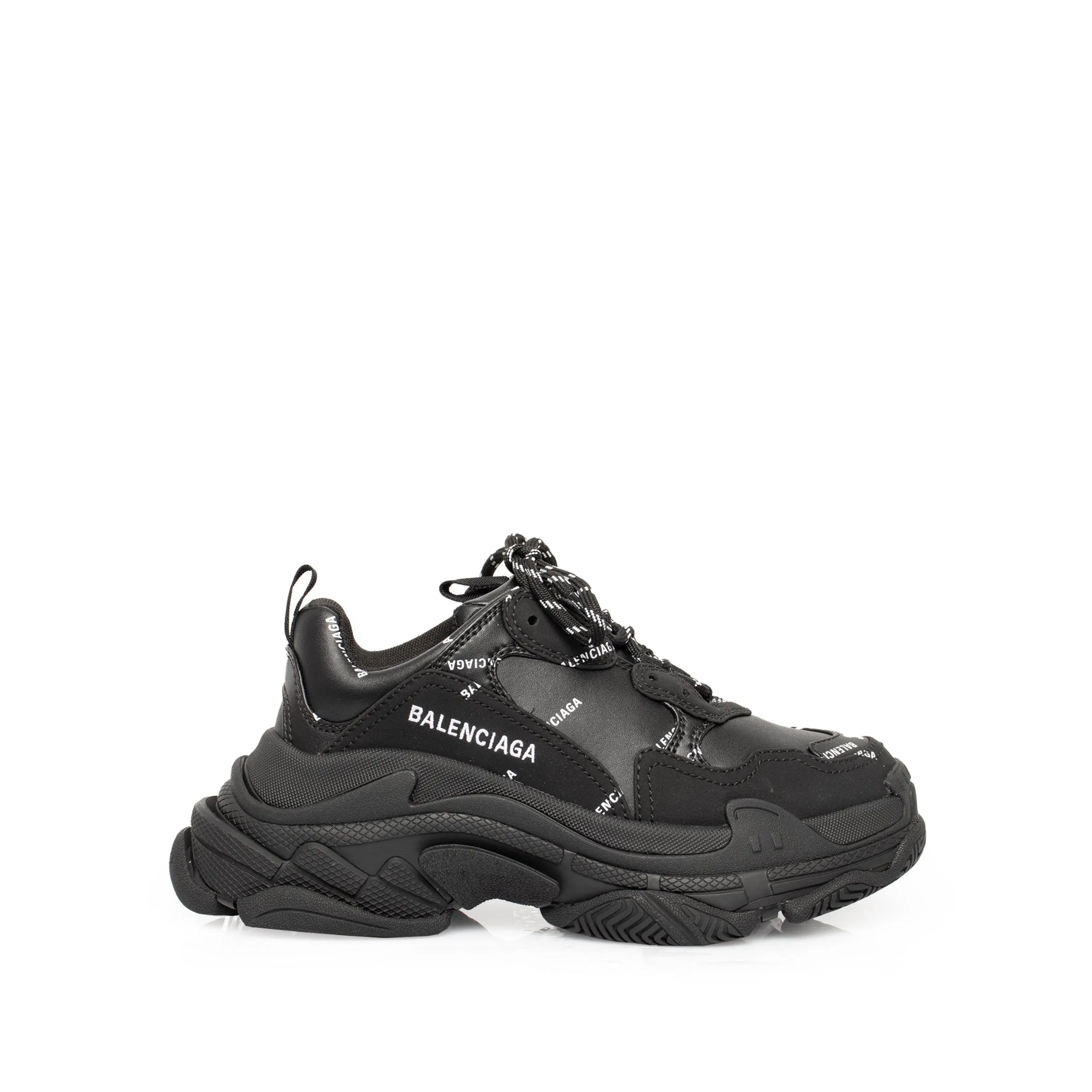 Allover Logo Triple S Sneakers in Black/White sold by MARAIS