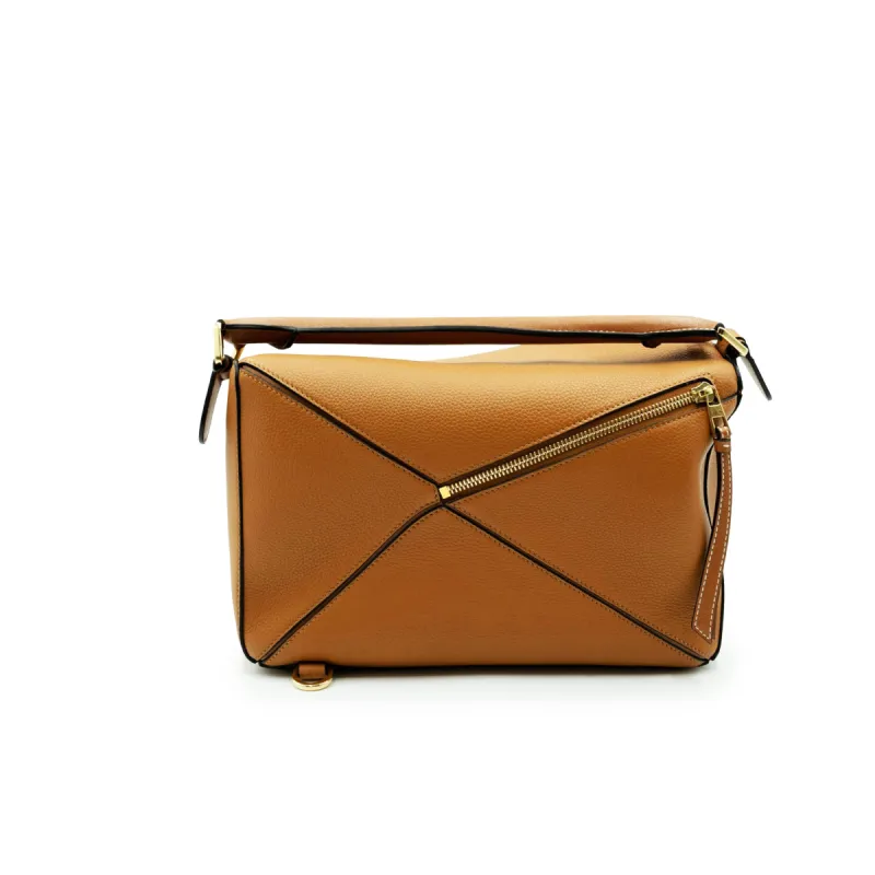 Medium Puzzle Bag in Soft Grained Calfskin in Light Caramel sold by MARAIS