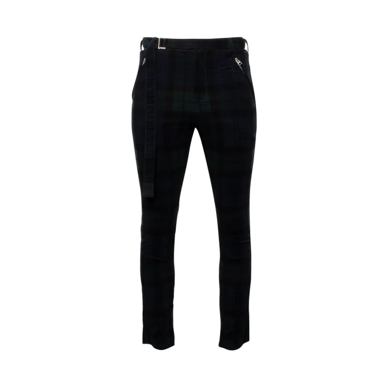 Check Corduroy Pants in Black sold by MARAIS