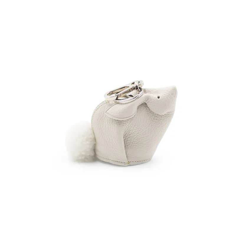 Bunny Charm in Soft Grained Calfskin in White sold by MARAIS