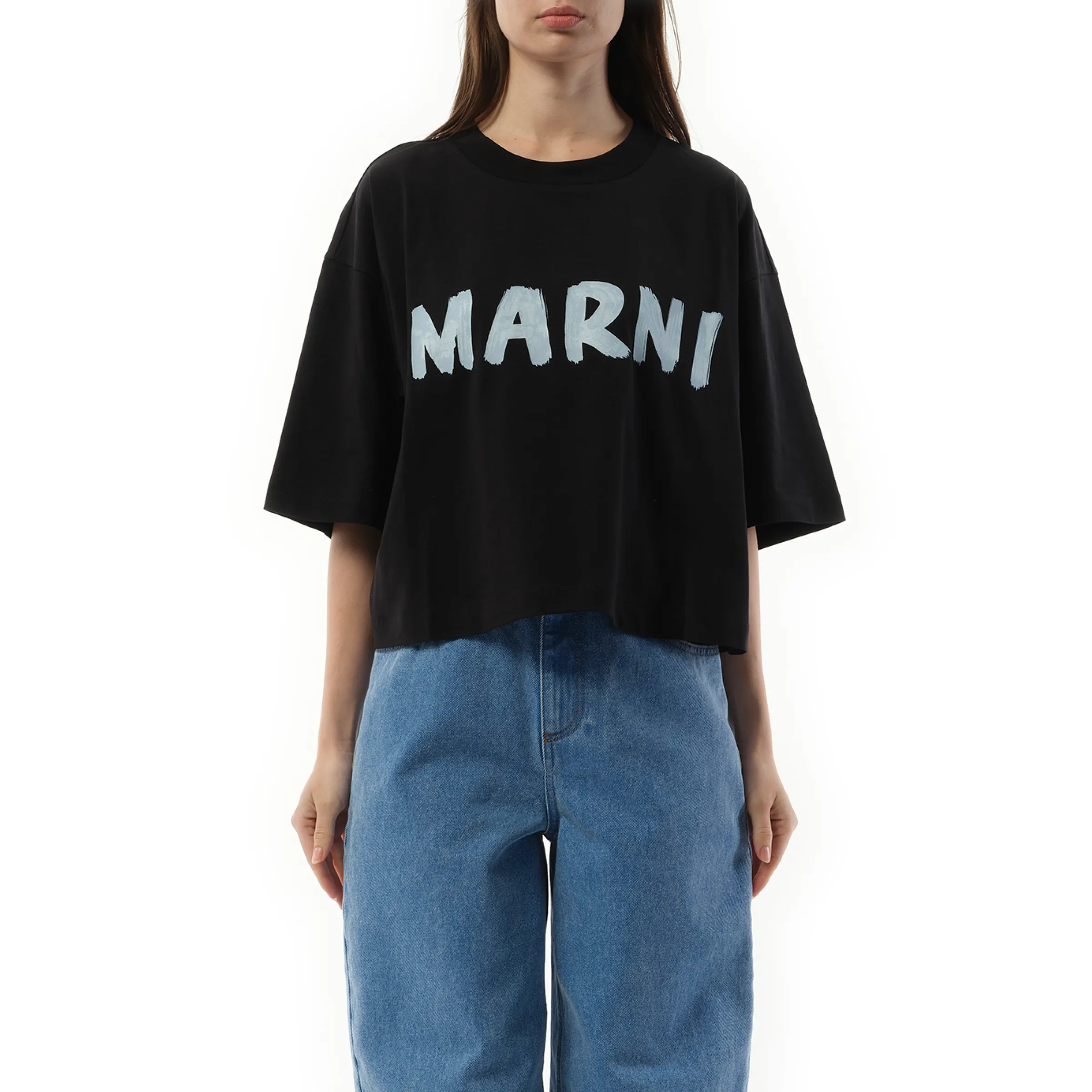 Cropped Logo T-Shirt in Black sold by MARAIS