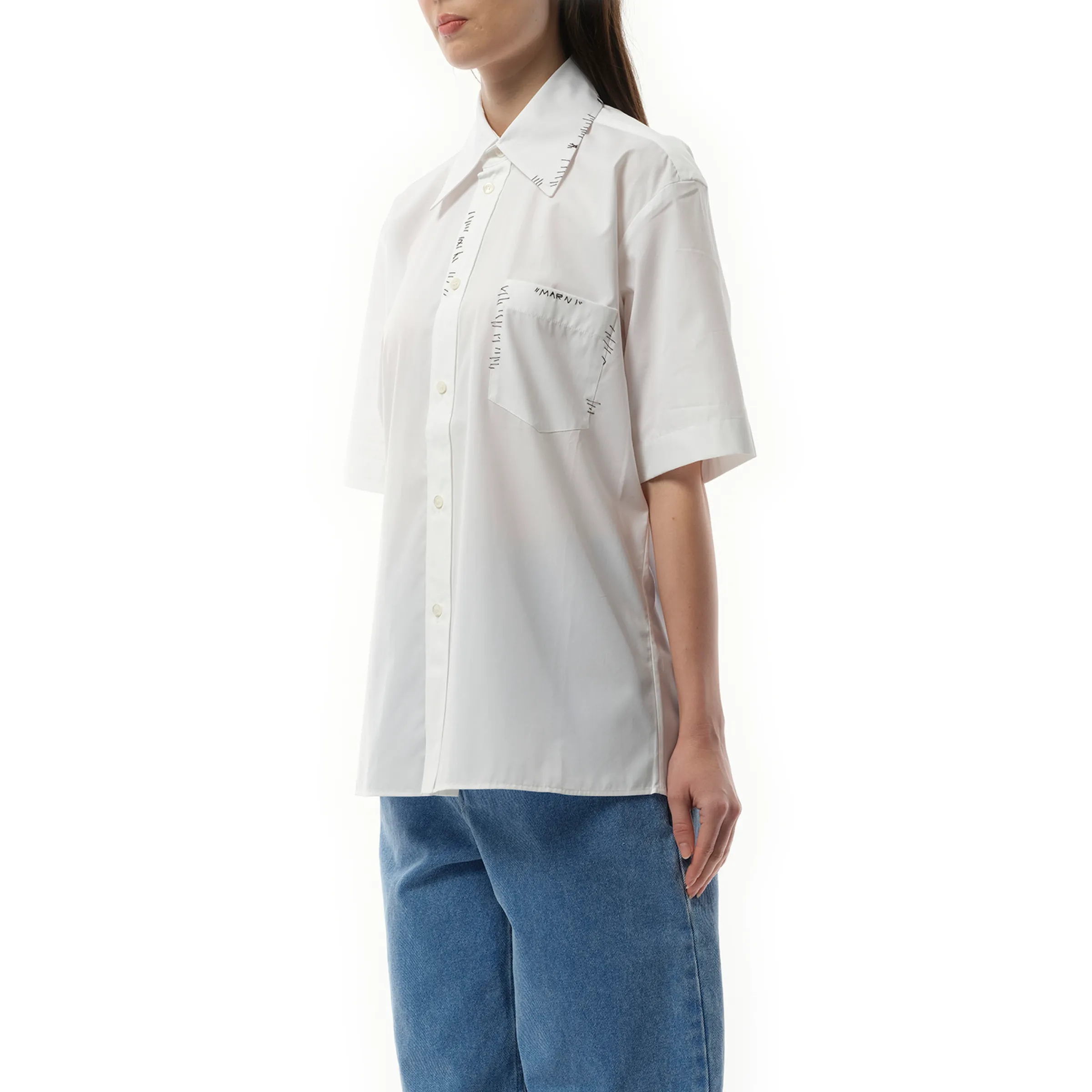 Short Sleeve Shirt in Lily White sold by MARAIS product image thumbnail 4