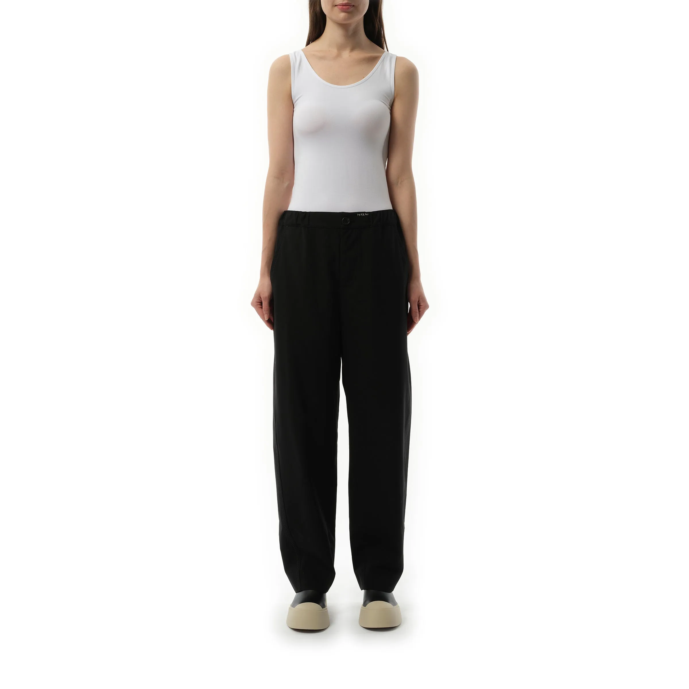 Straight Fit Light Wool Trouser in Black sold by MARAIS product image thumbnail 4