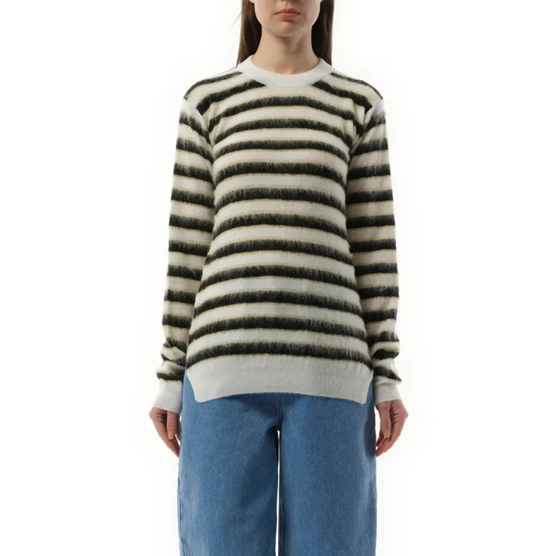 Mohair Stripe Sweater in Light Alabaster sold by MARAIS