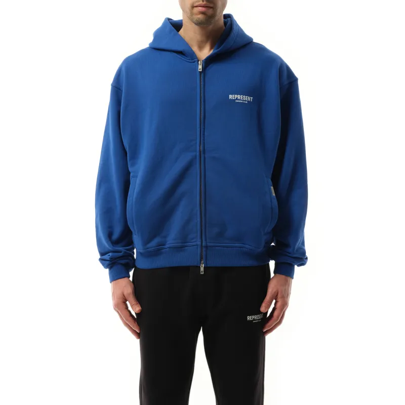 Represent Owners Club Zip Hoodie in Cobalt sold by MARAIS