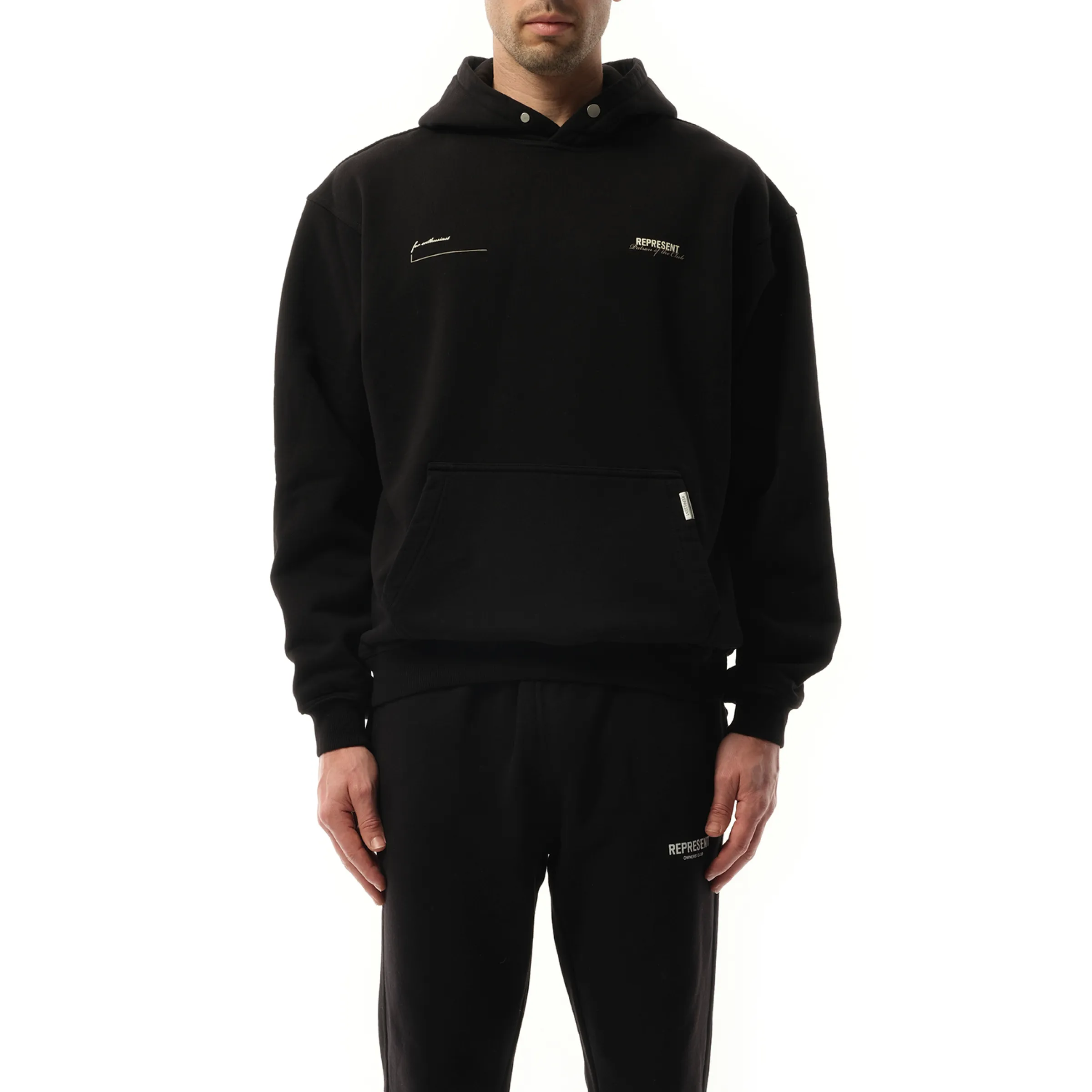 Patron of the Club Hoodie in Black sold by MARAIS