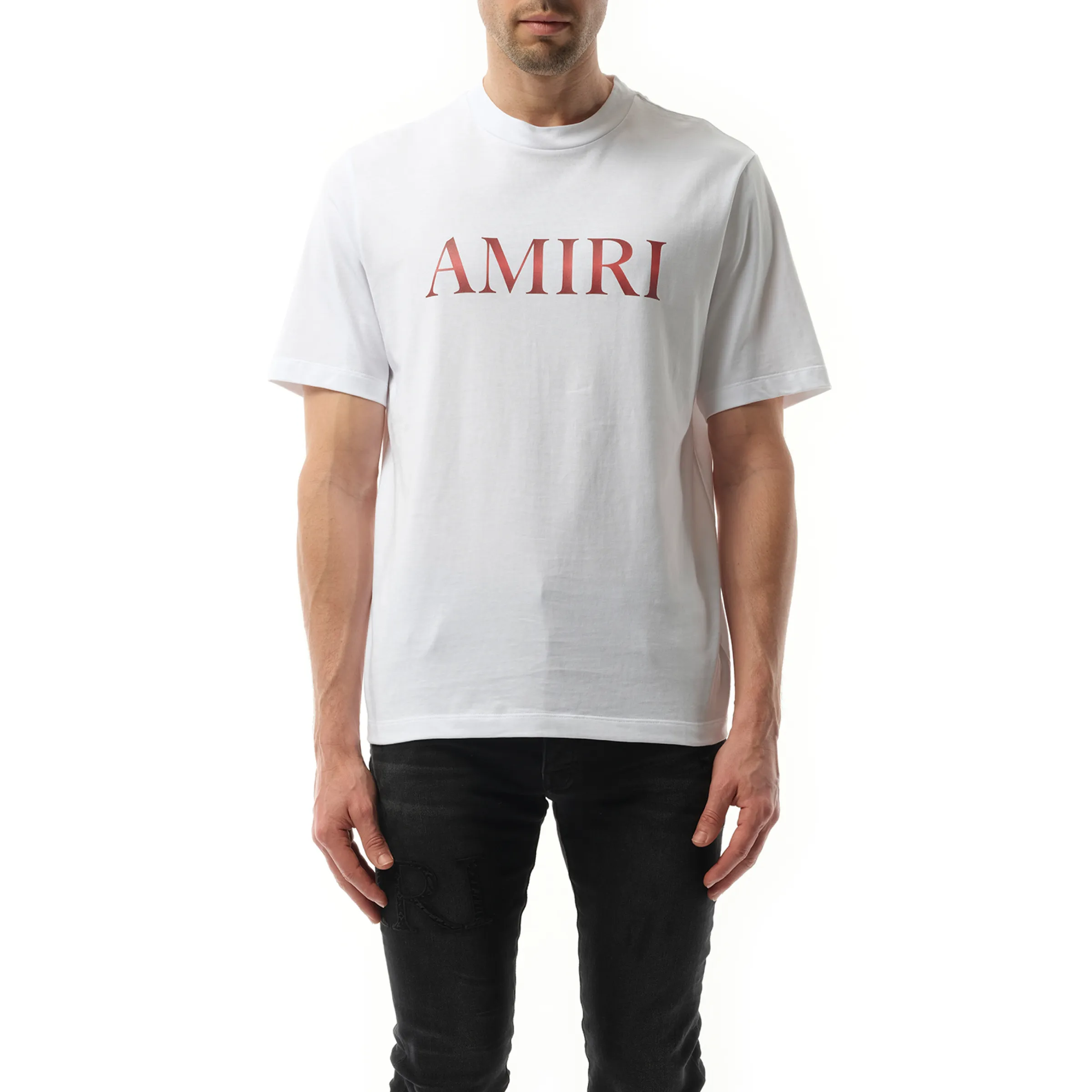 Amiri Core Gradiant T-Shirt in White/Red sold by MARAIS