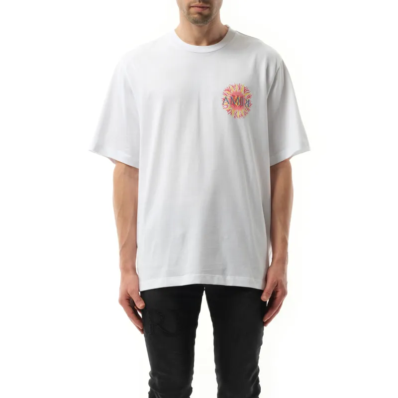 Amiri Sun Logo T-Shirt in White sold by MARAIS