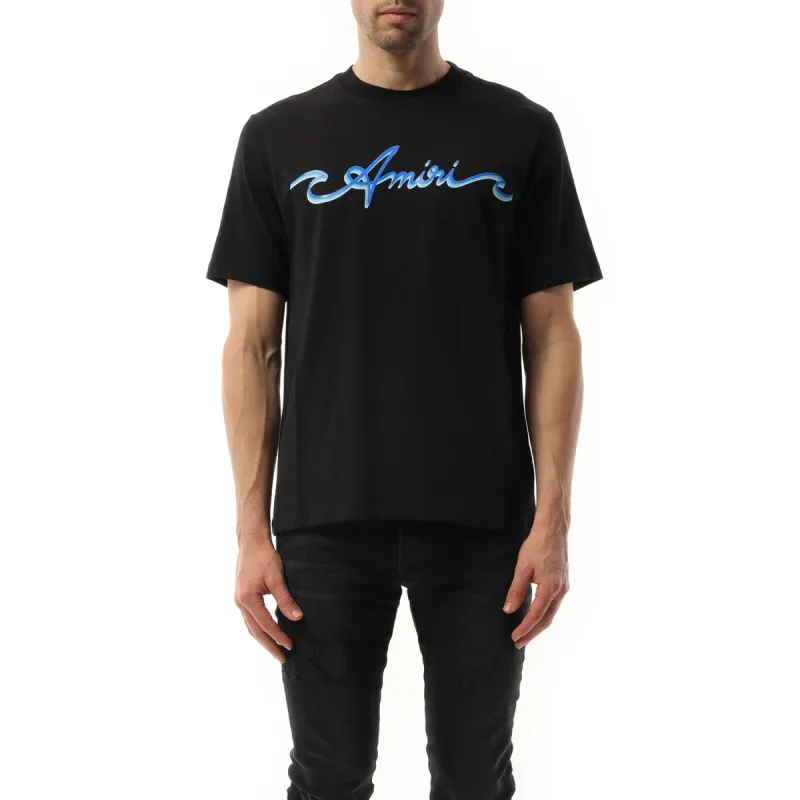 Amiri Wave Logo T-Shirt in Black sold by MARAIS