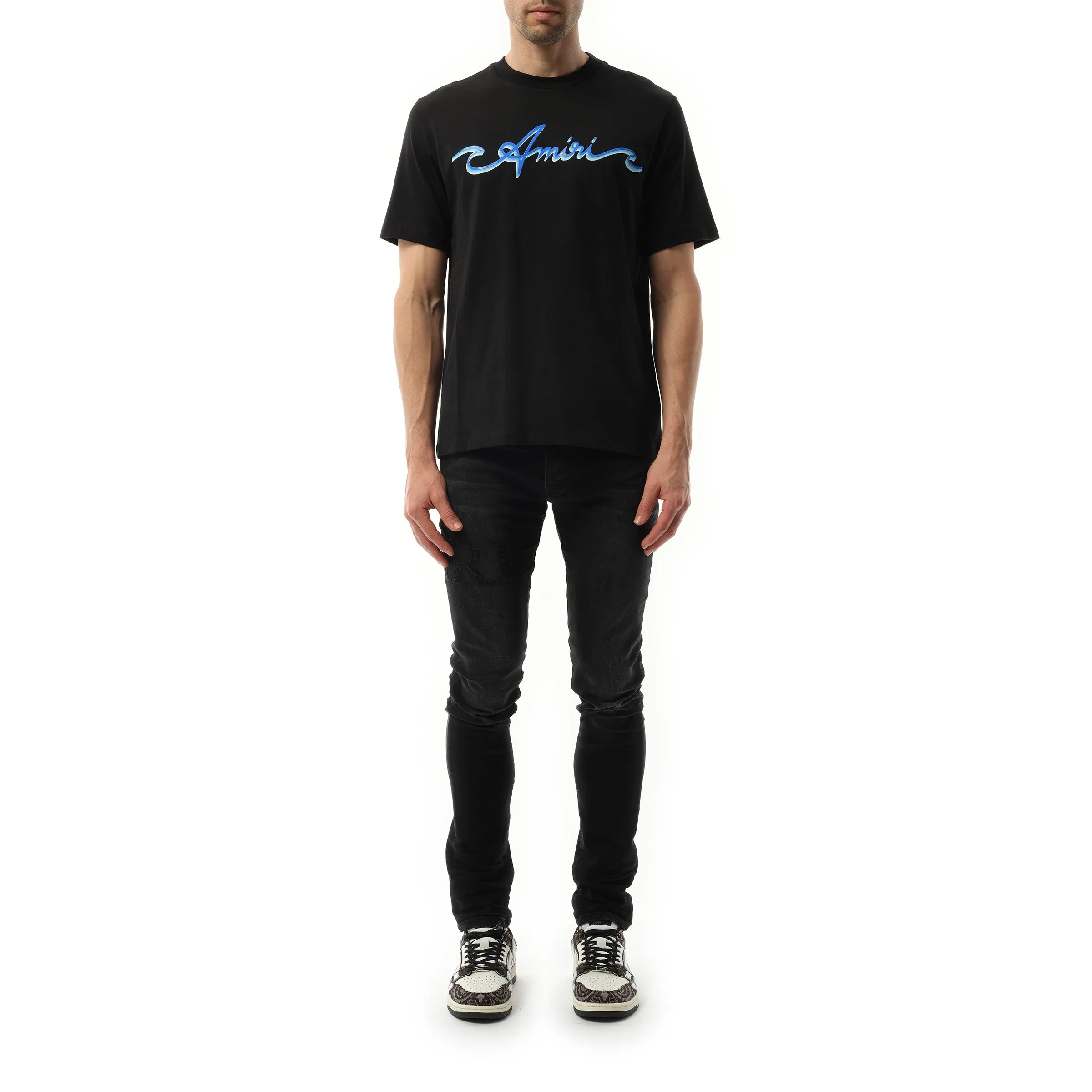 Amiri Wave Logo T-Shirt in Black sold by MARAIS product image thumbnail 4