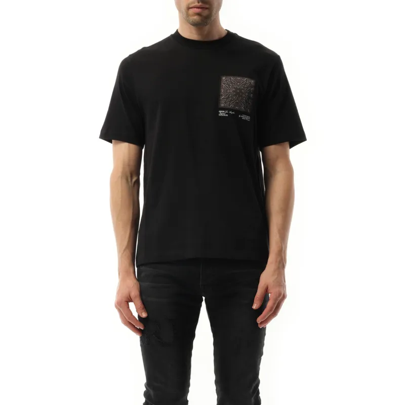 MA Bandana Silk Applique T-Shirt in Black sold by MARAIS