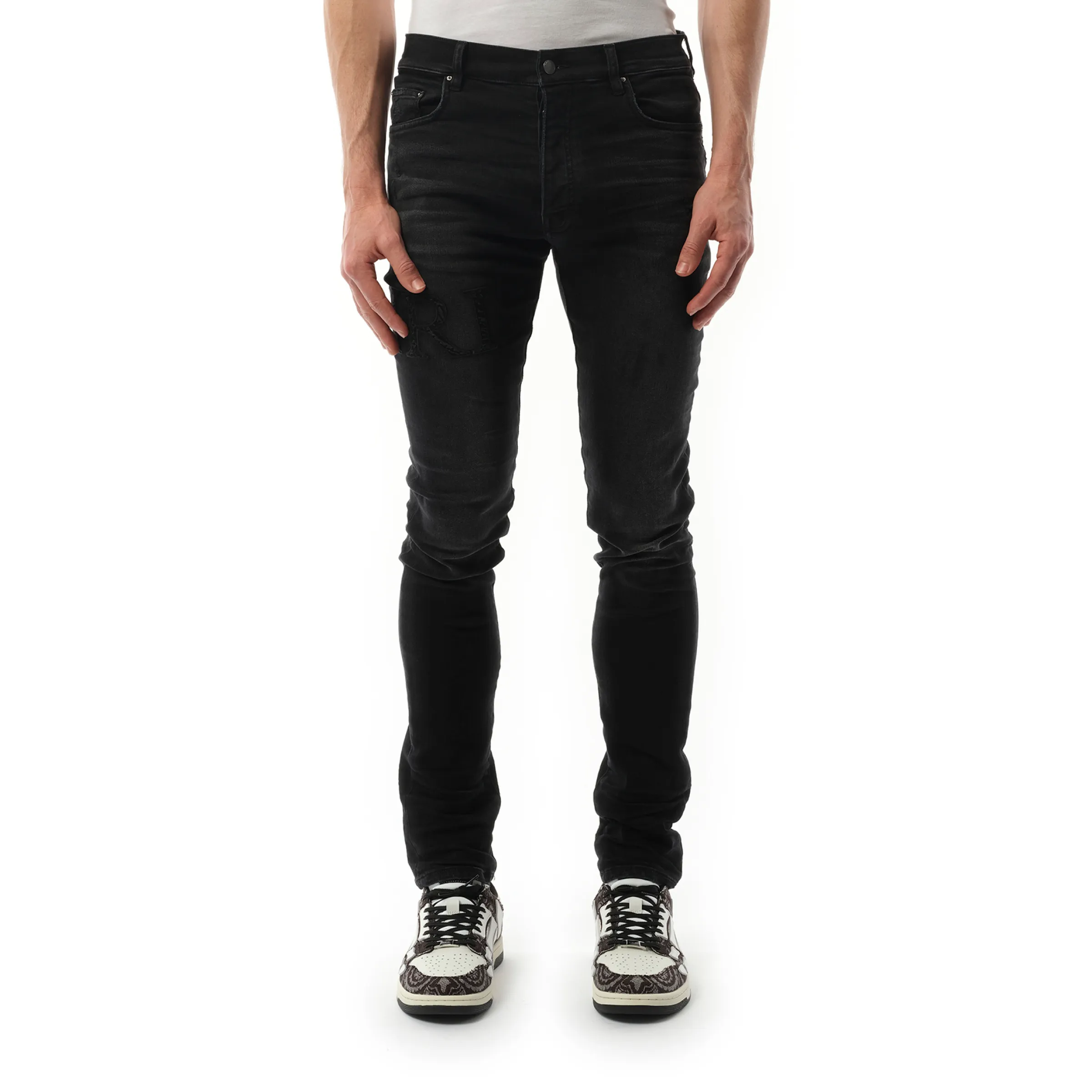 Bandana Jacquard Logo Jeans in Vintage Black sold by MARAIS