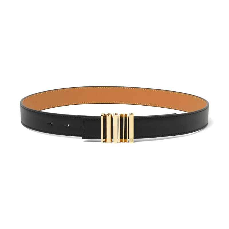 Loewe Graphic 2.8 Cm Belt in Black/Gold sold by MARAIS