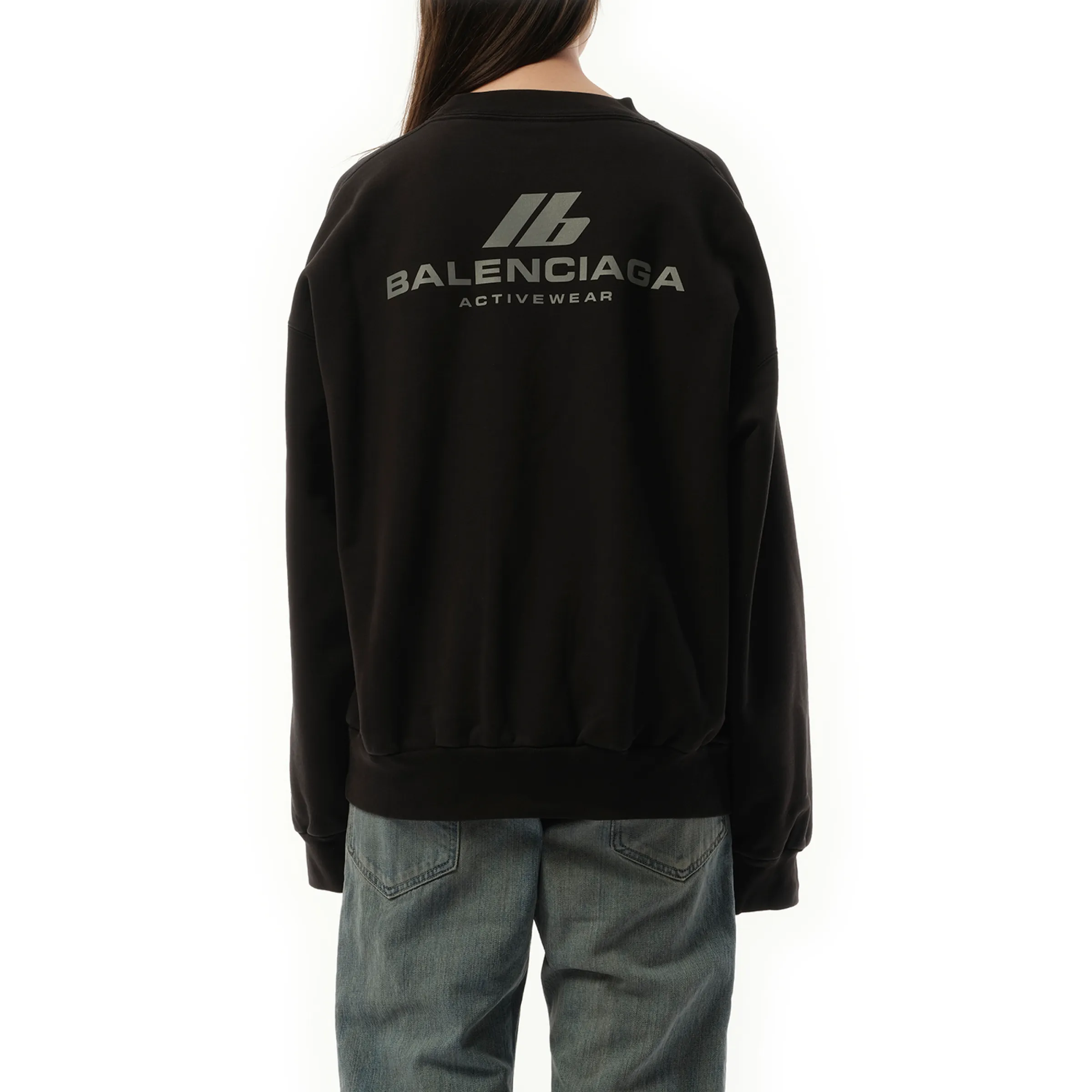 Activewear Logo Medium Fit Sweatshirt in Faded Black sold by MARAIS product image thumbnail 5